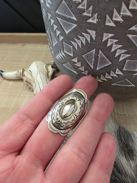 JIMMIE JAMES JR STERLING SILVER CONCHO RING