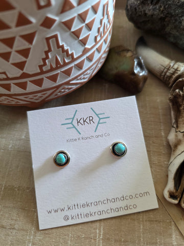 MARY TSADIASI ZUNI TURQUOISE STUD EARRINGS