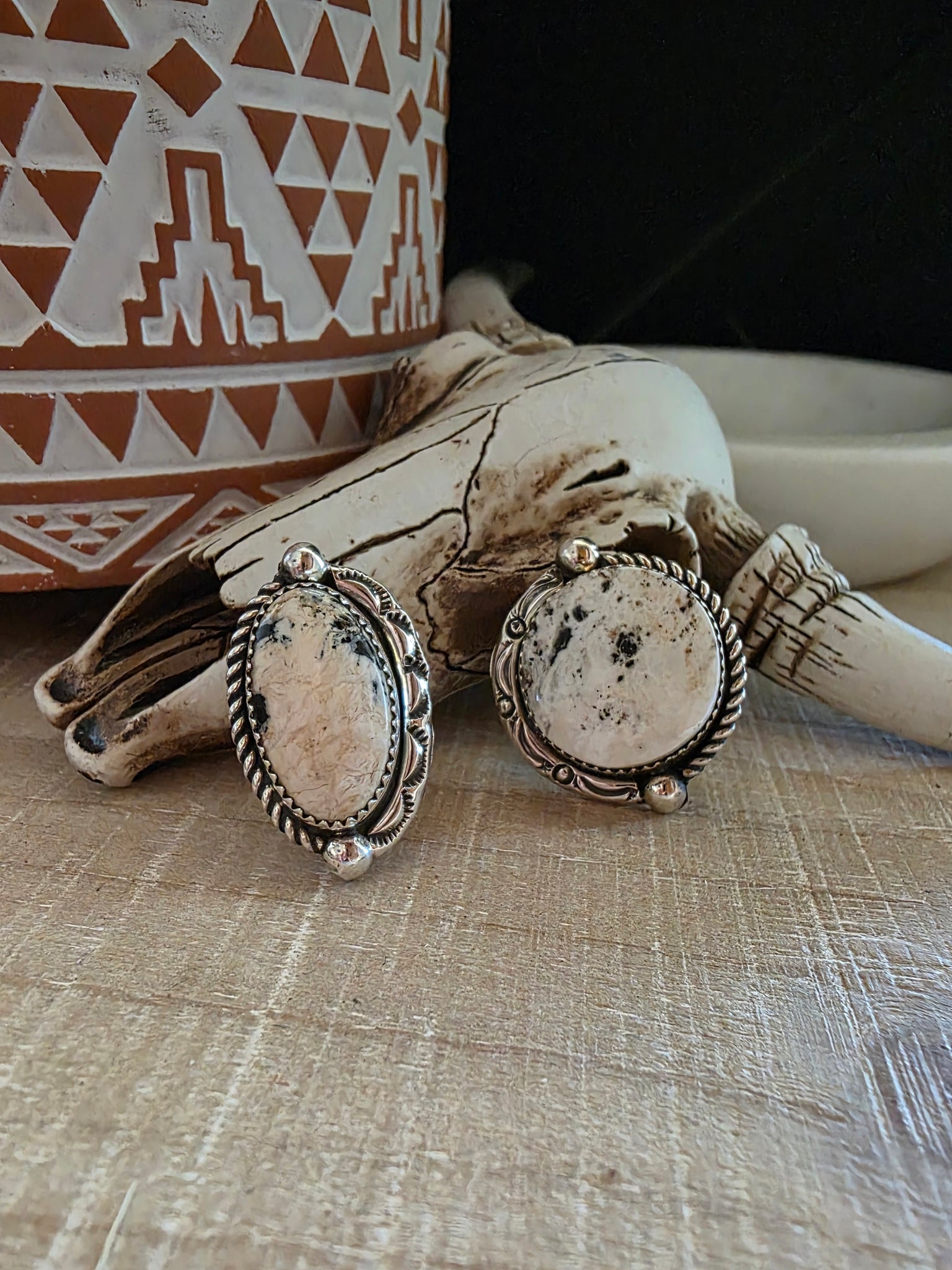 RAYMOND YAZZIE WHITE BUFFALO RING