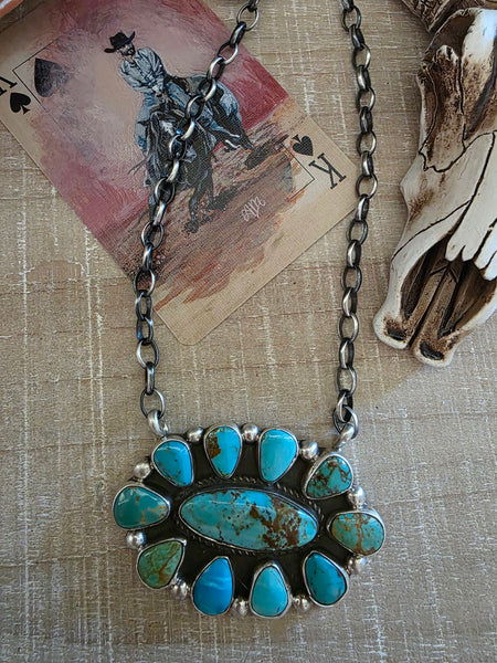 GERALDINE JAMES KINGMAN TURQUOISE CLUSTER NECKLACE