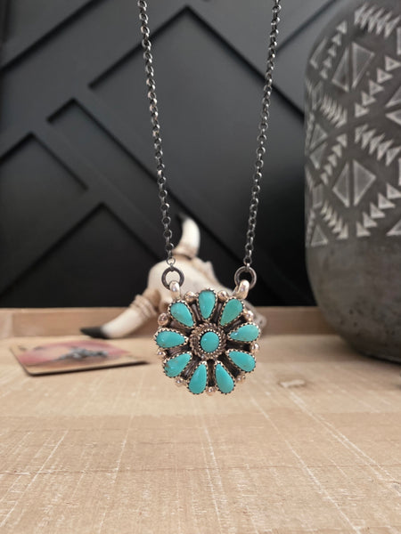 ALICIA WILSON KINGMAN TURQUOISE CLUSTER NECKLACE