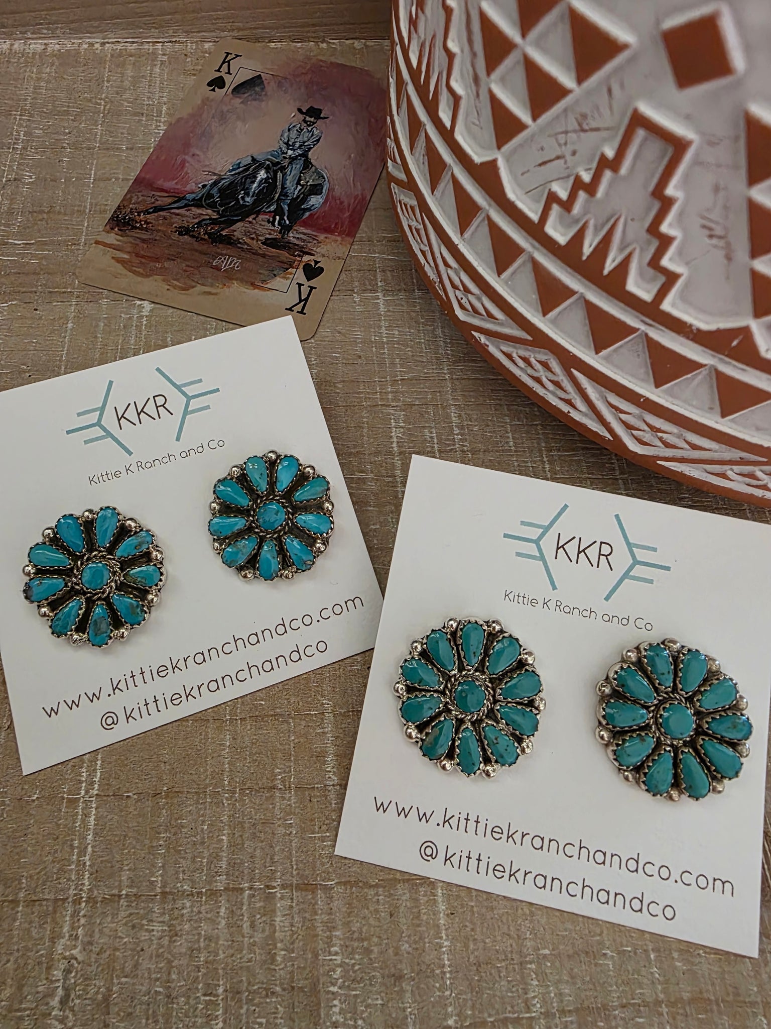 ALICIA WILSON KINGMAN TURQUOISE CLUSTER STUD EARRINGS