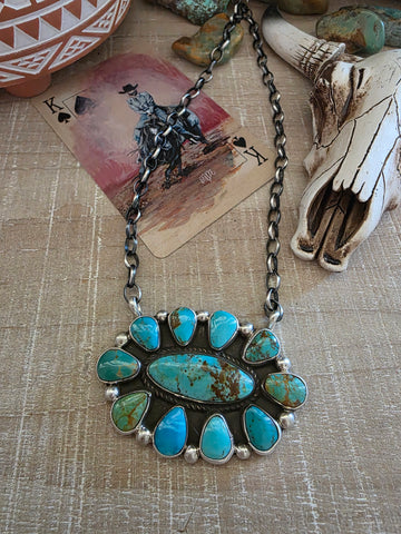 GERALDINE JAMES KINGMAN TURQUOISE CLUSTER NECKLACE