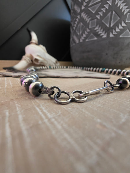 TONISHA HALEY TURQUOISE AND STERLING SILVER HANDMADE NAVAJO PEARLS