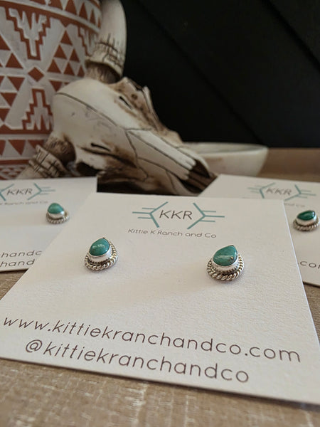 PEGGY SKEETS TURQUOISE TEARDROP STUDS