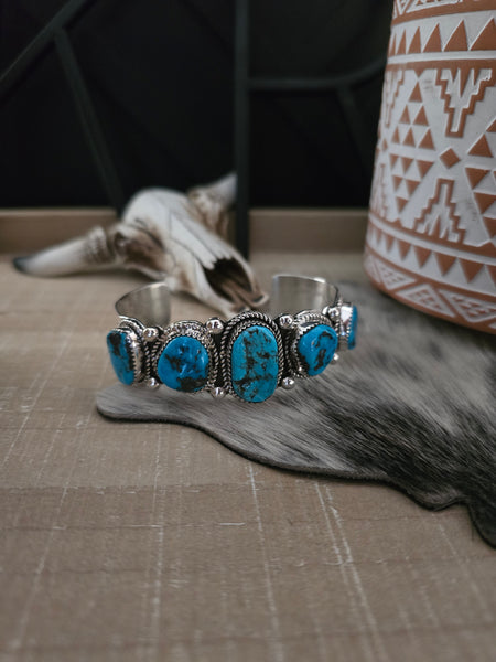 RAYMOND YAZZIE FIVE STONE KINGMAN TURQUOISE CUFF