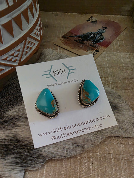 DREAMA YAZZIE KINGMAN TURQUOISE STUDS