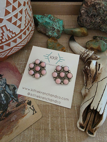 THE MAXINE RAMIREZ PINK CONCH SHELL CLUSTER STUDS