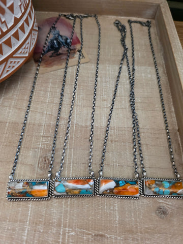 THE JOHNNY DIXON ORANGE CRUSH LARGE BAR NECKLACE