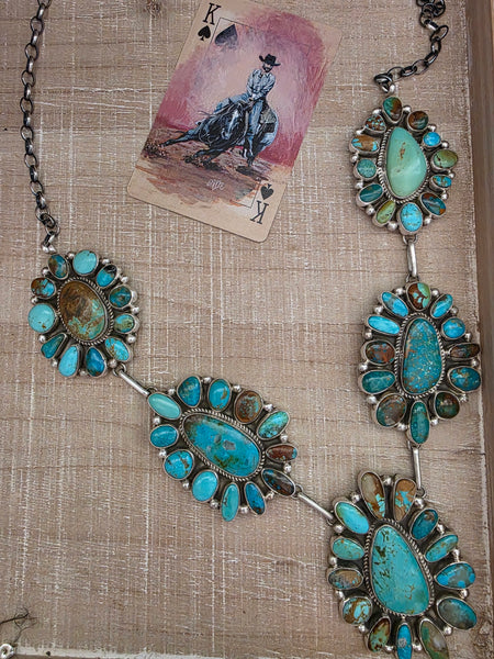GERALDINE JAMES NUMBER 8 TURQUOISE CLUSTER NECKLACE