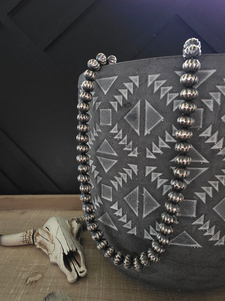 TONISHA HALEY STERLING SILVER HANDMADE STAMPED NAVAJO PEARLS