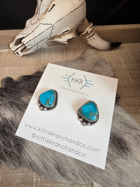 CHASSITY BELONE KINGMAN TURQUOISE NAVAJO STUDS