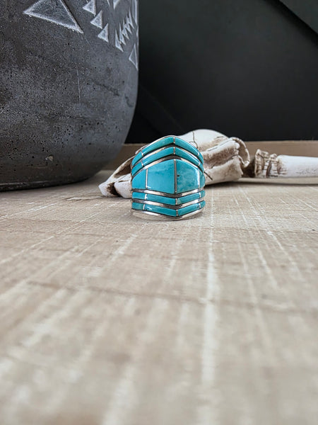 ANDREW ENRICO SIX SQUARE WIRE SONORAN TURQUOISE RING