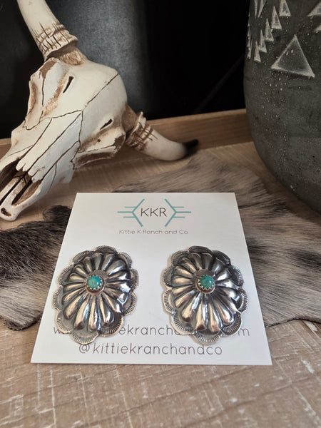 JOAN BEGAY KINGMAN TURQUOISE CONCHO STUDS