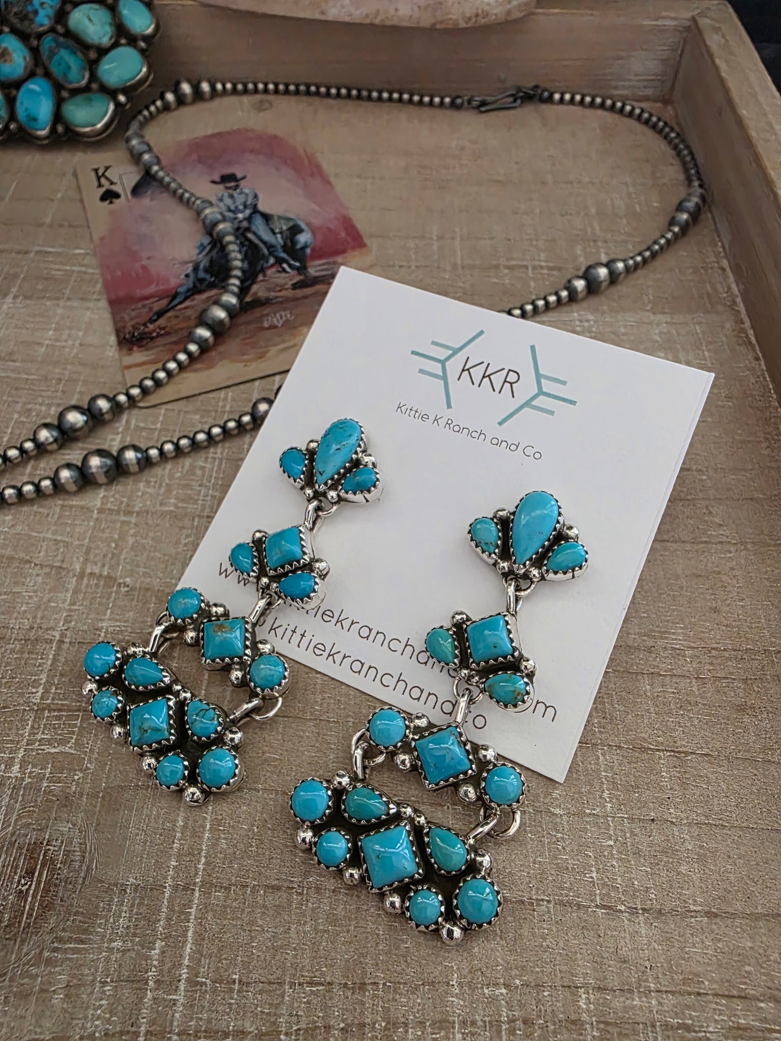 TINA JONES KINGMAN TURQUOISE CHANDELIER WEDDING EARRINGS
