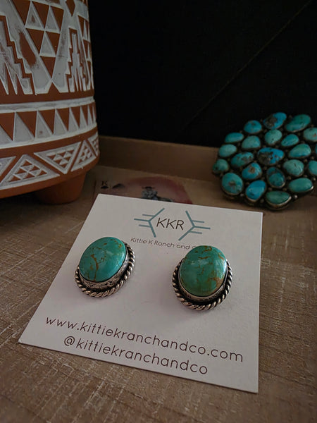 DREAMA YAZZIE KINGMAN TURQUOISE STUDS