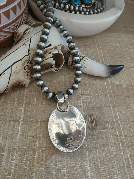 BETTY BEGAYE THREE TURQUOISE STONE OVAL PENDANT