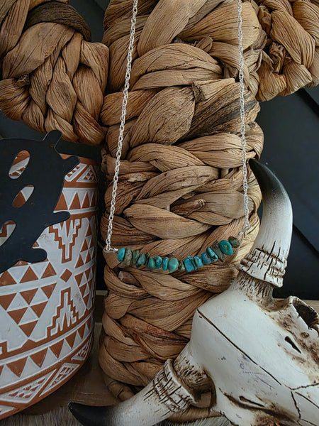 VALARIE JOHNSON STERLING SILVER TURQUOISE NUGGET NECKLACE