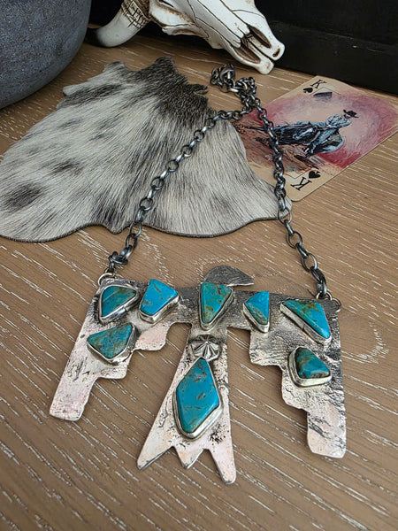 JUDE CANDELARIA ZUNI TURQUOISE THUNDERBIRD NECKLACE