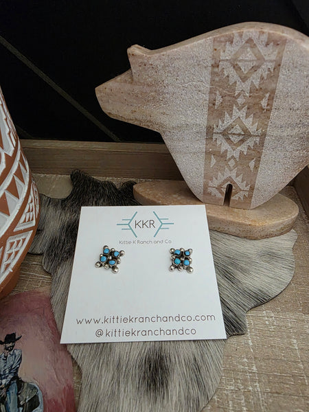 CALVERT LAMY ZUNI FOUR STONE TURQUOISE EARRING
