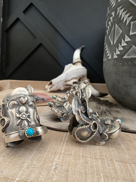TIM YAZZLE TURQUOISE HORN SADDLE TURQUOISE RING