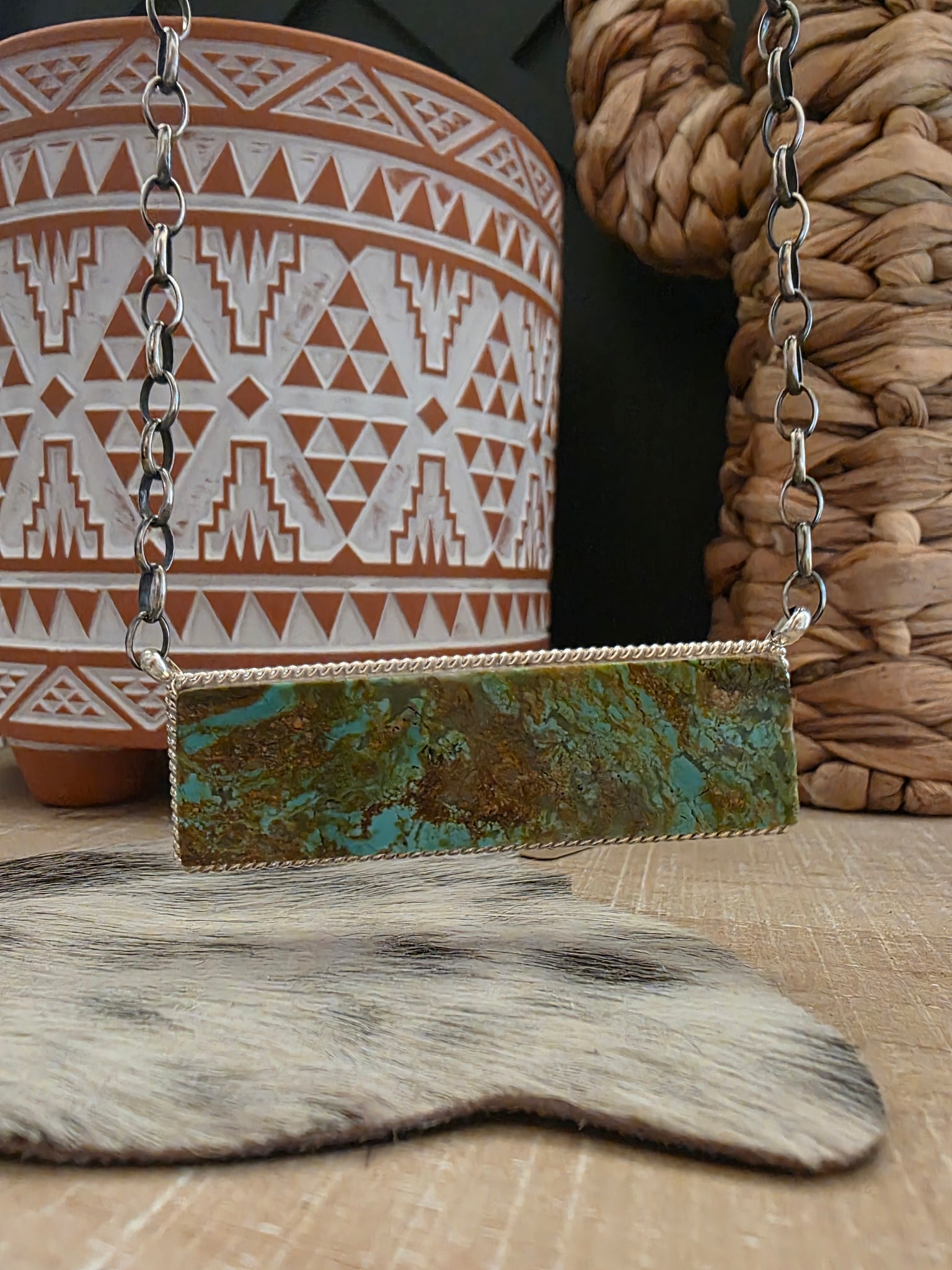 THE BRANDON ETCITTY EXTRA LARGE #8 TURQUOISE BAR NECKLACE