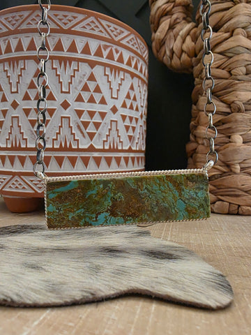THE BRANDON ETCITTY EXTRA LARGE #8 TURQUOISE BAR NECKLACE