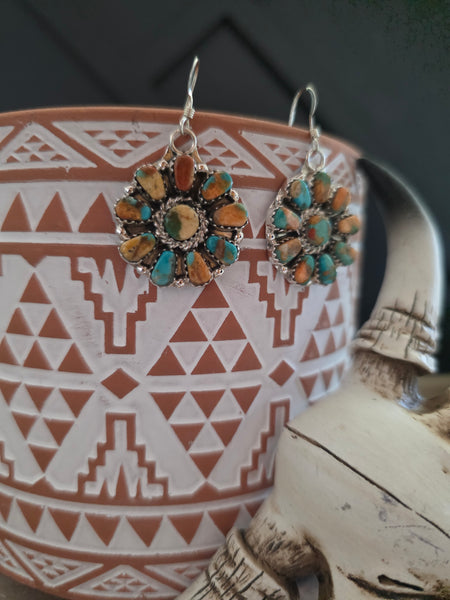 JASON BENALLY CLUSTER MIXED STONE EARRINGS