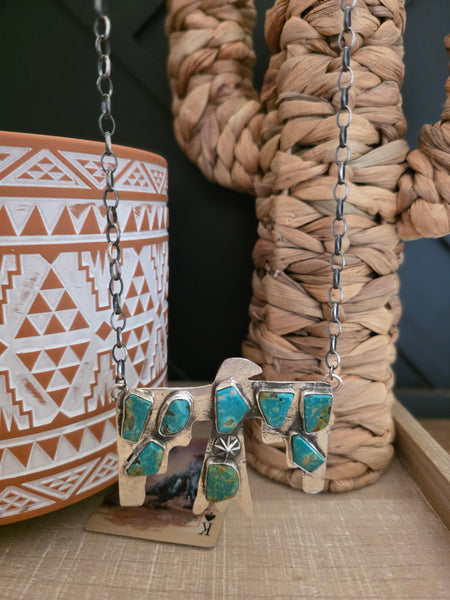 JUDE CANDELARIA ZUNI TURQUOISE THUNDERBIRD NECKLACE