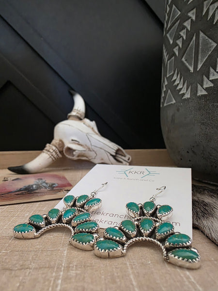 RODNEY NOTAH KINGMAN TURQUOISE CLUSTER NAJA EARRINGS