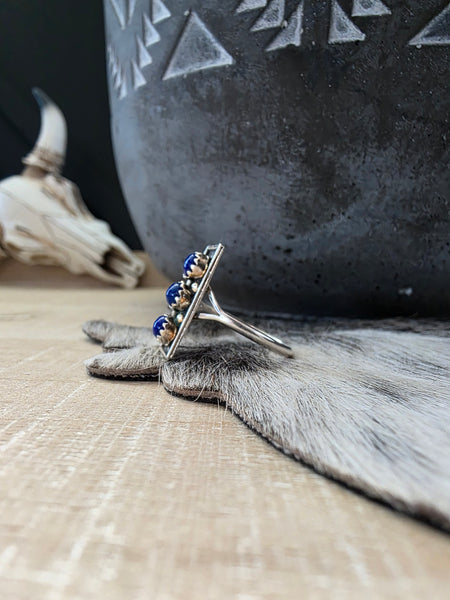 THERESA KINSEL THREE LAPIS STONE RING