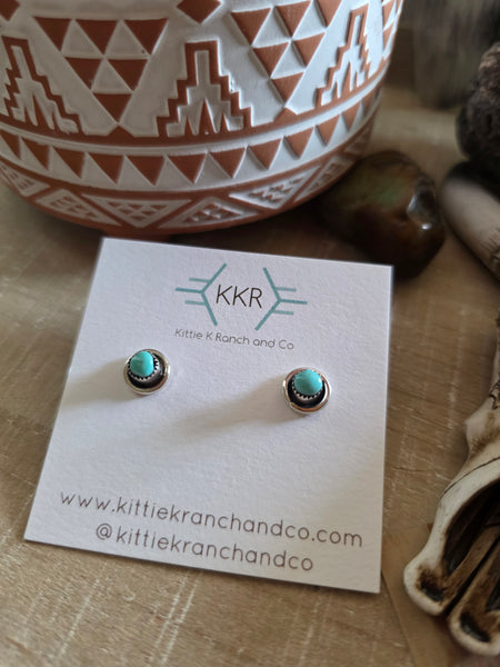 MARY TSADIASI ZUNI TURQUOISE STUD EARRINGS