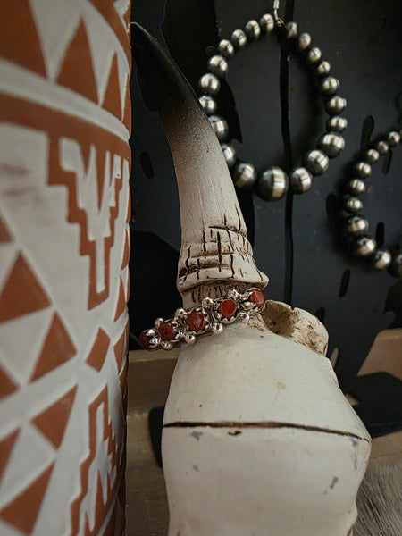 MURRAY HANNAWEEKA STERLING SILVER AND CORAL BAND