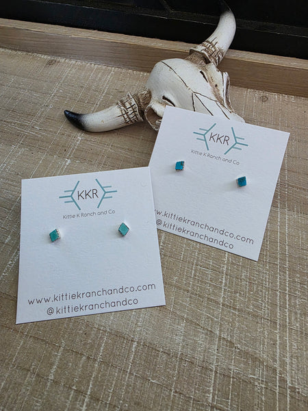 IVY LAMY DIAMOND TURQUOISE STUD EARRINGS