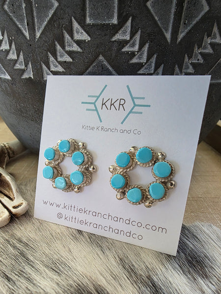 CAROL LALIO SIX TURQUOISE STONE TWIST WIRE EARRINGS