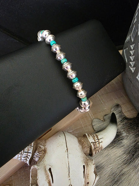 ADRIAN YAZZIE TURQUOISE SEAMED NAVAJO PEARL BRACELET