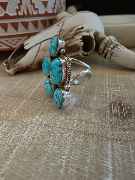 RENELL PERRY CHACO HALF CLUSTER TURQUOISE RING