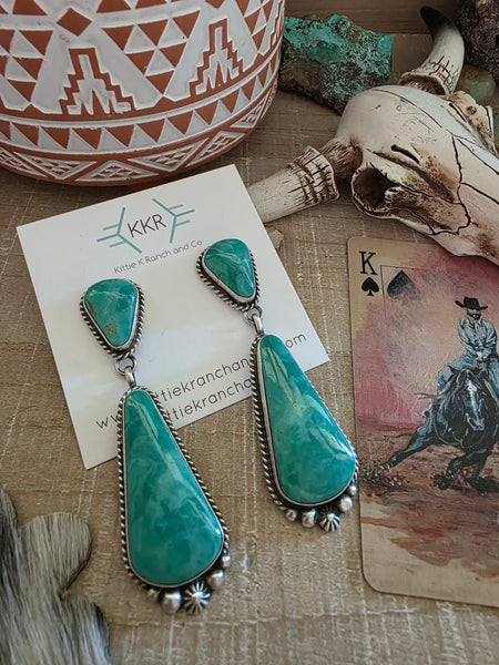 ELOUISE KEE LARGE KINGMAN TURQUOISE DANGLE