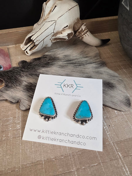 CHASSITY BELONE KINGMAN TURQUOISE NAVAJO STUDS