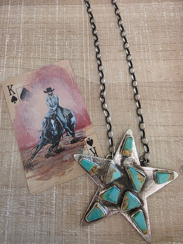JUDE CANDELARIA ZUNI KINGMAN TURQUOISE STAR NECKLACE