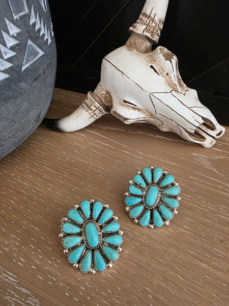 ALICIA WILSON KINGMAN TURQUOISE CLUSTER EARRINGS
