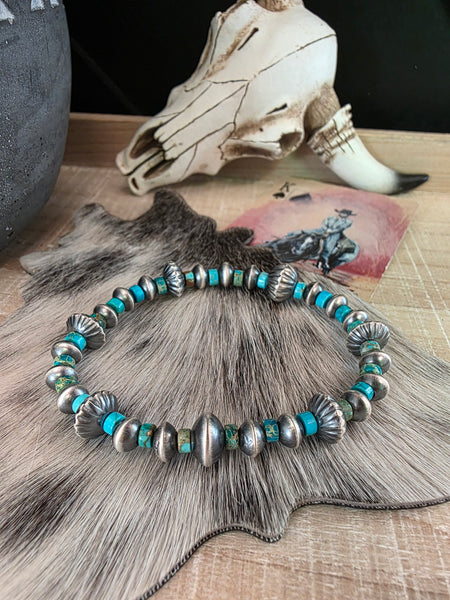 TONISHA HALEY HANDMADE NAVAJO PEARL AND TURQUOISE BRACELET