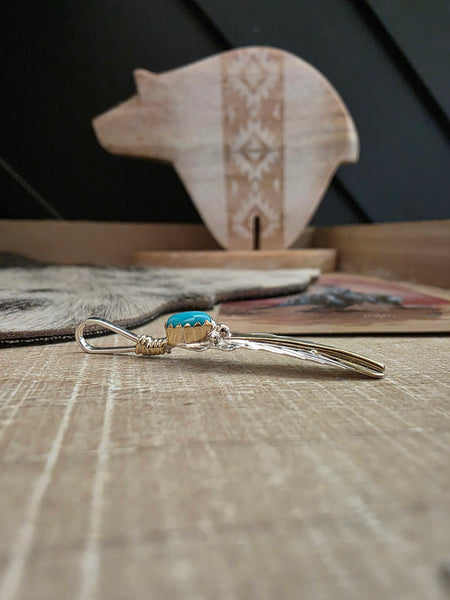 VIRGINIA BECENTI FEATHER TURQUOISE PENDANT