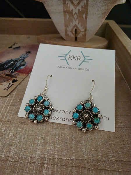 FAIRREN BEGAY KINGMAN TURQUOISE EARRINGS