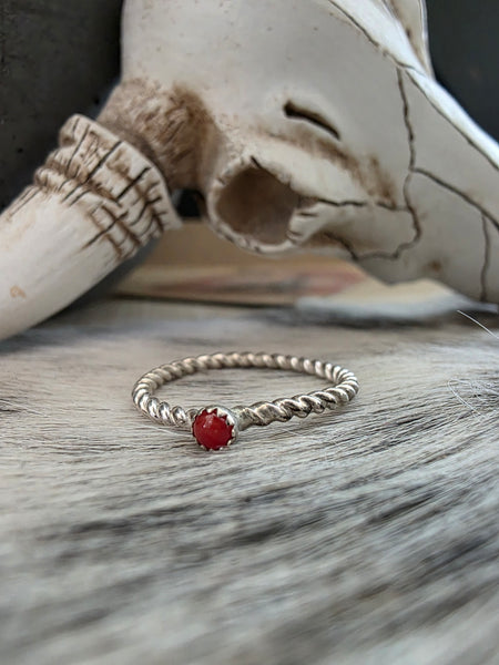 ADRIAN YAZZIE TWISTED WIRE CORAL RING