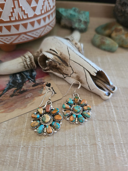 JASON BENALLY CLUSTER MIXED STONE EARRINGS