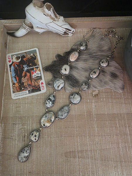 RANDY BILLY WHITE BUFFALO LARIAT NECKLACE