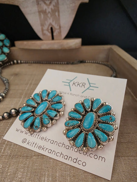 ALICIA WILSON KINGMAN TURQUOISE CLUSTER EARRINGS