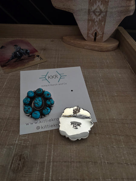 RENELL CHACO TURQUOISE CLUSTER STUD EARRINGS