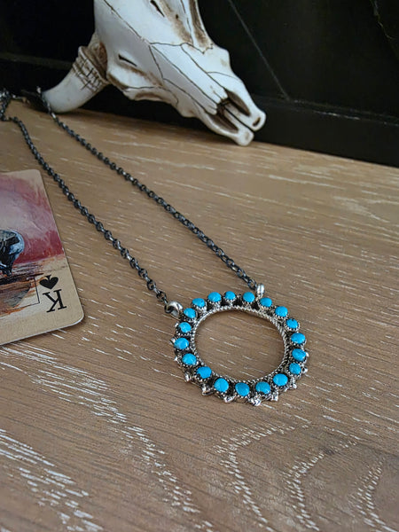 TURQUOISE SMALL STONE INFINITY NECKLACE